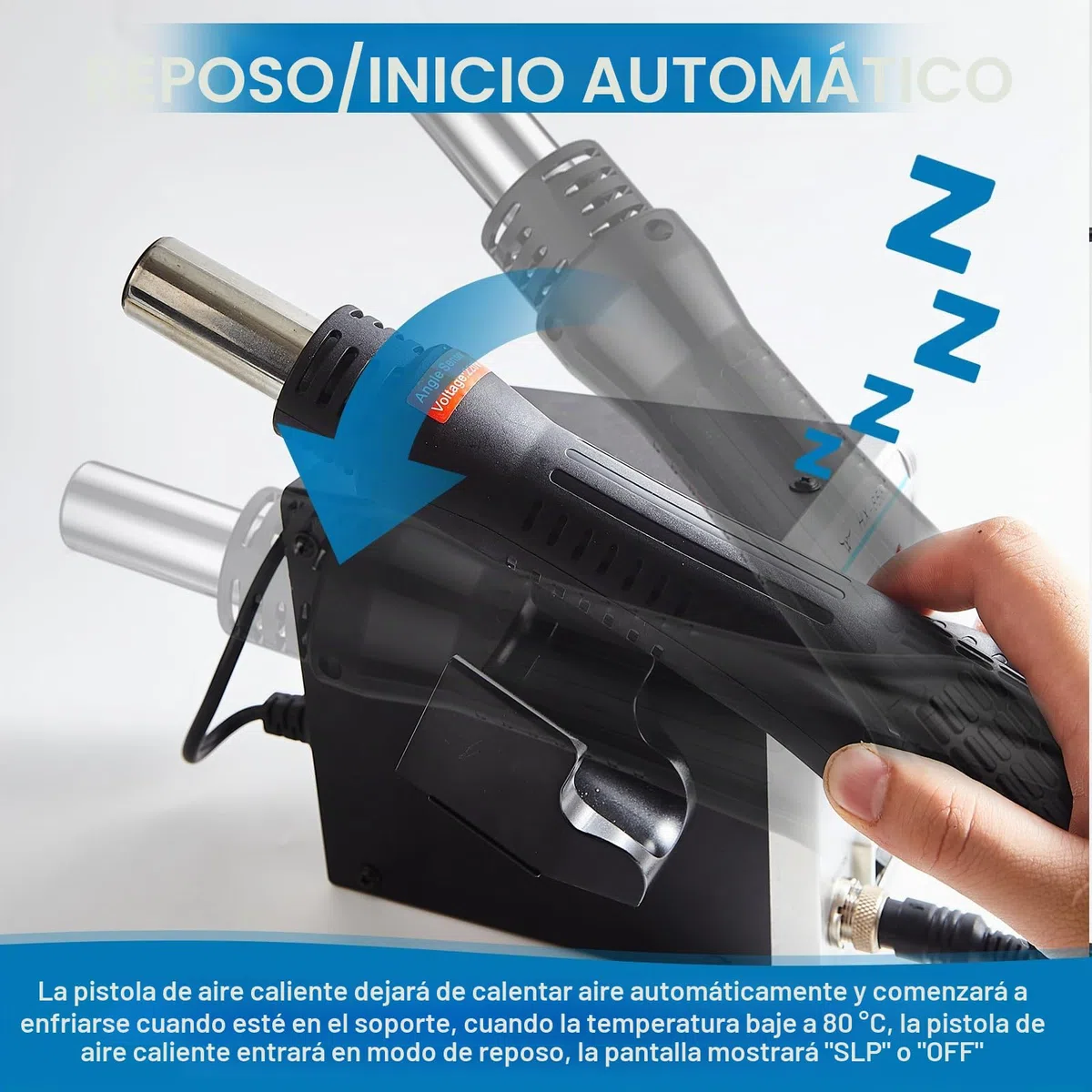 Estación de soldadura, ILIBILIB - Estación de soldadura y aire caliente 2 en 1 SMD de 60 W, estación de soldadura con pantalla digital y 5 puntas intercambiables, alambre de soldadura, boquillas