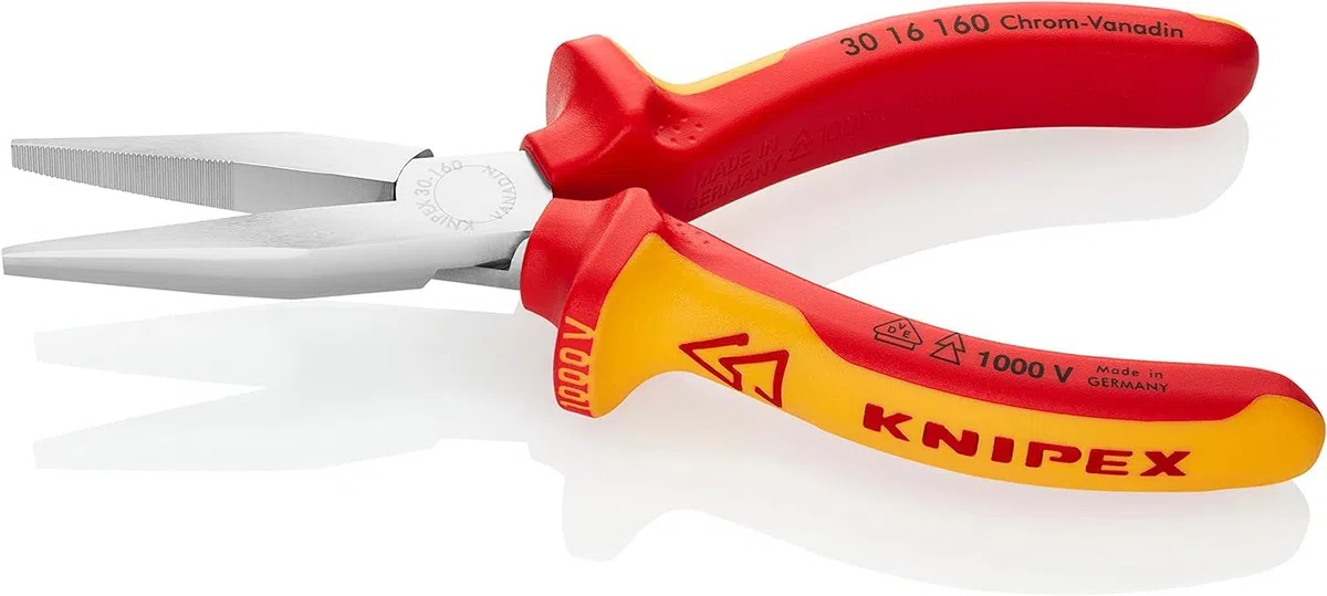KNIPEX Alicate de boca larga cromado aislados con fundas multicomponentes, según norma VDE 160 mm, 30 16 160