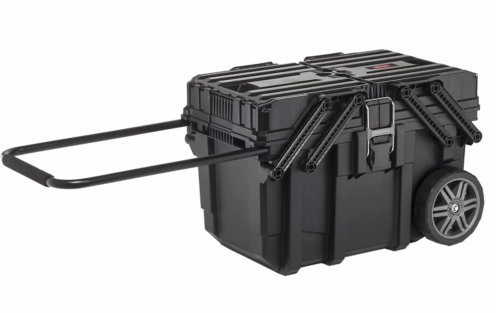 Keter- Caja de Herramientas con ruedas; Carro horizontal; 64,6 x 37,3 x 41 cm, Color Negro