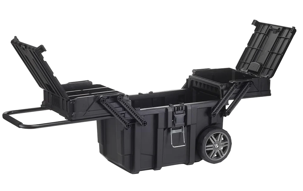 Keter- Caja de Herramientas con ruedas; Carro horizontal; 64,6 x 37,3 x 41 cm, Color Negro