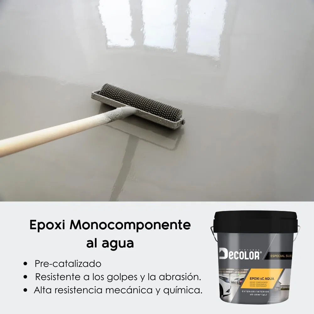 Pintura de Resina Epoxi Monocomponente para Suelos BEIGE, RAL 1001. 4 Ltr. + 2 Imprimación Decokril Rapid 750 ML