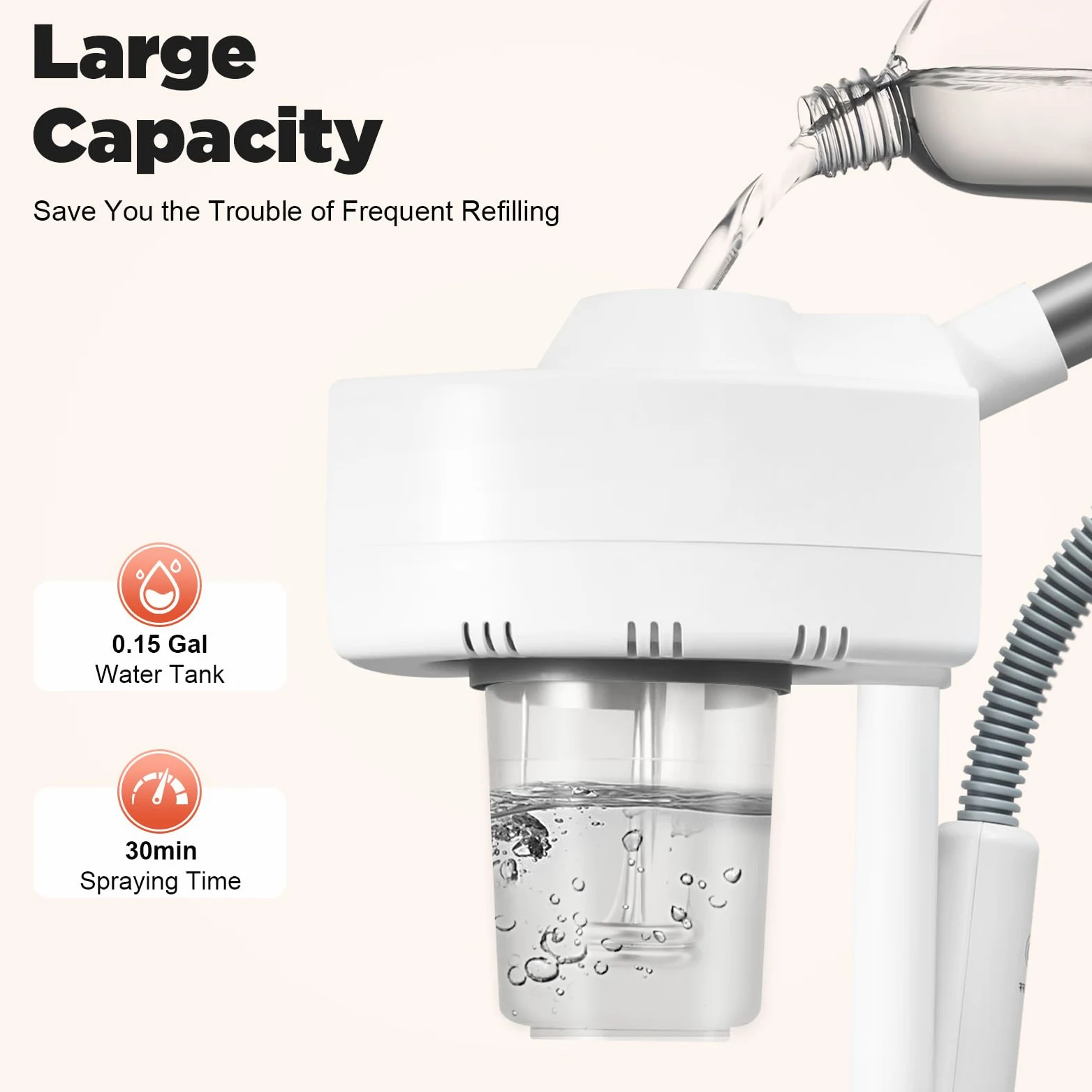 Vaporizador facial profesional 2 en 1 con luz LED, 5 lupas, altura regulable para hogar, spa y salón