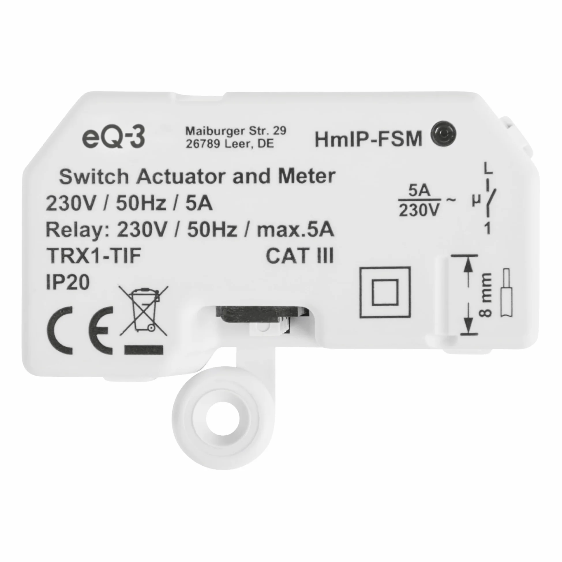 Homematic IP Smart Home Schalt-Mess-Aktor – Unterputz, Aktor misst Strom,steuert Geräte und Leuchten per App, Alexa & Google Assistant, Energie sparen, 142721A0