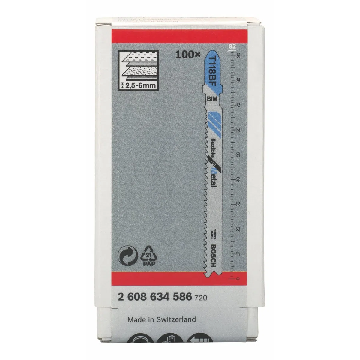 Bosch Professional 100x Hojas de sierra de calar T 118 BF Flexible for Metal (para Láminas de acero, accesorios Sierra de calar)