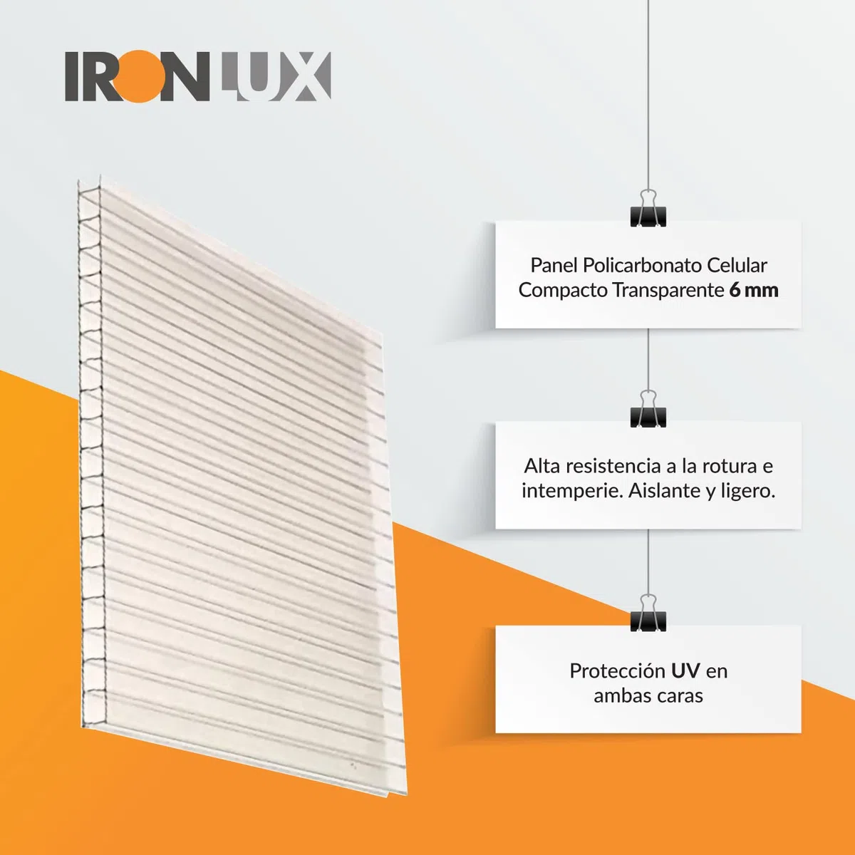 Kit 10 Planchas policarbonato transparente para falso techo 6mm - Medida exacta: 595x595 para encajar en las guías - Protección UV