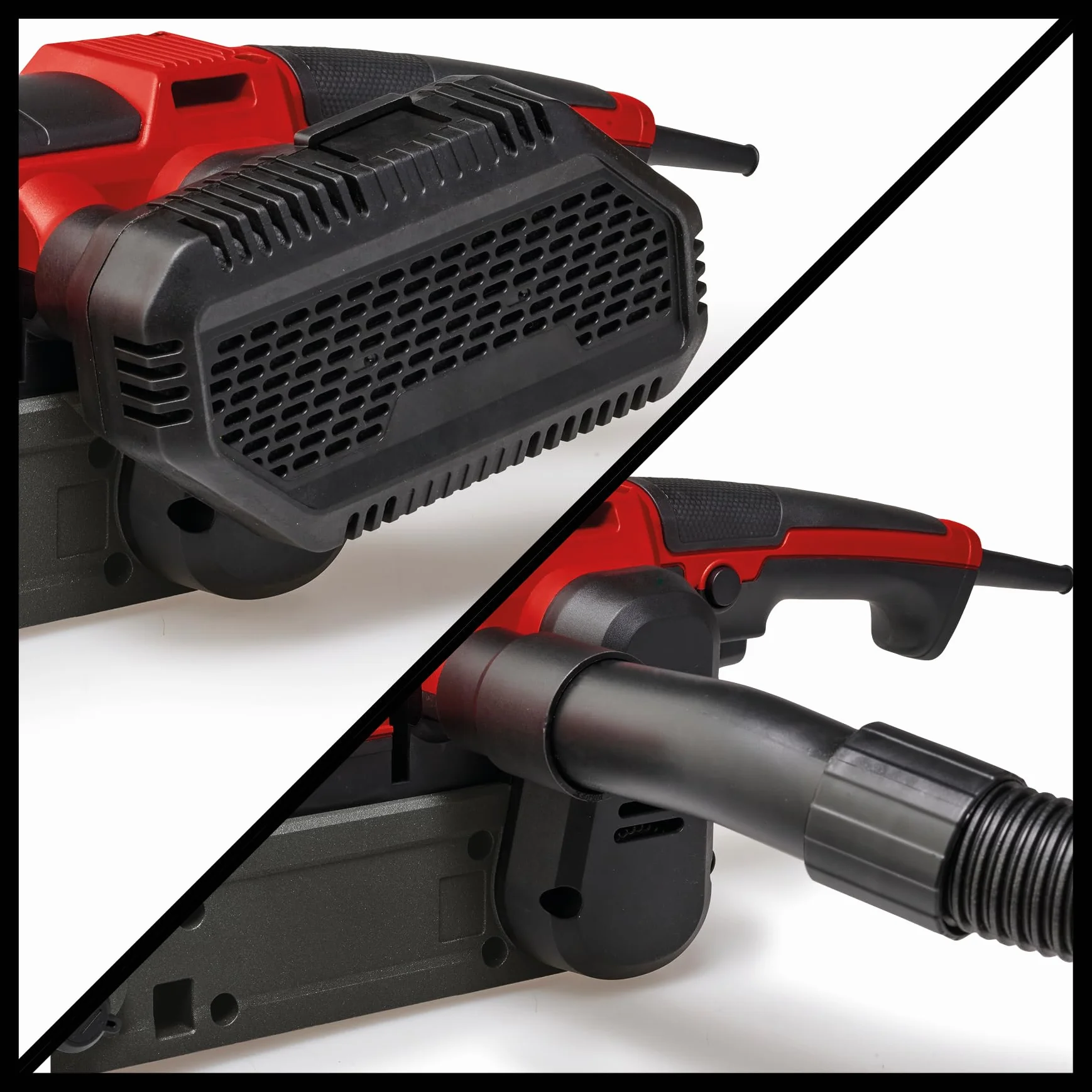 Einhell Lijadora de banda TE-BS 850 E (850 W, velocidad de la cinta abrasiva de 400 m/min, ajuste fino de la marcha de la banda, aspiración de polvo, también para uso estacionario, incl. accesorios)