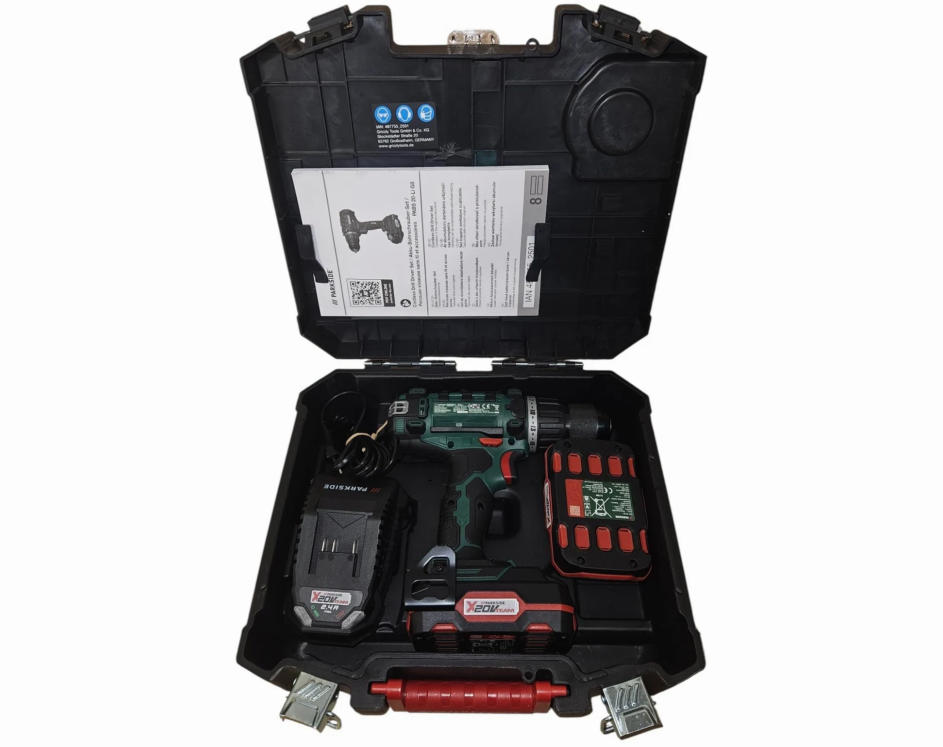 Taladro atornillador inalámbrico X20V PABS 20-Li, con 2 baterías de iones de litio, accesorios 73 piezas