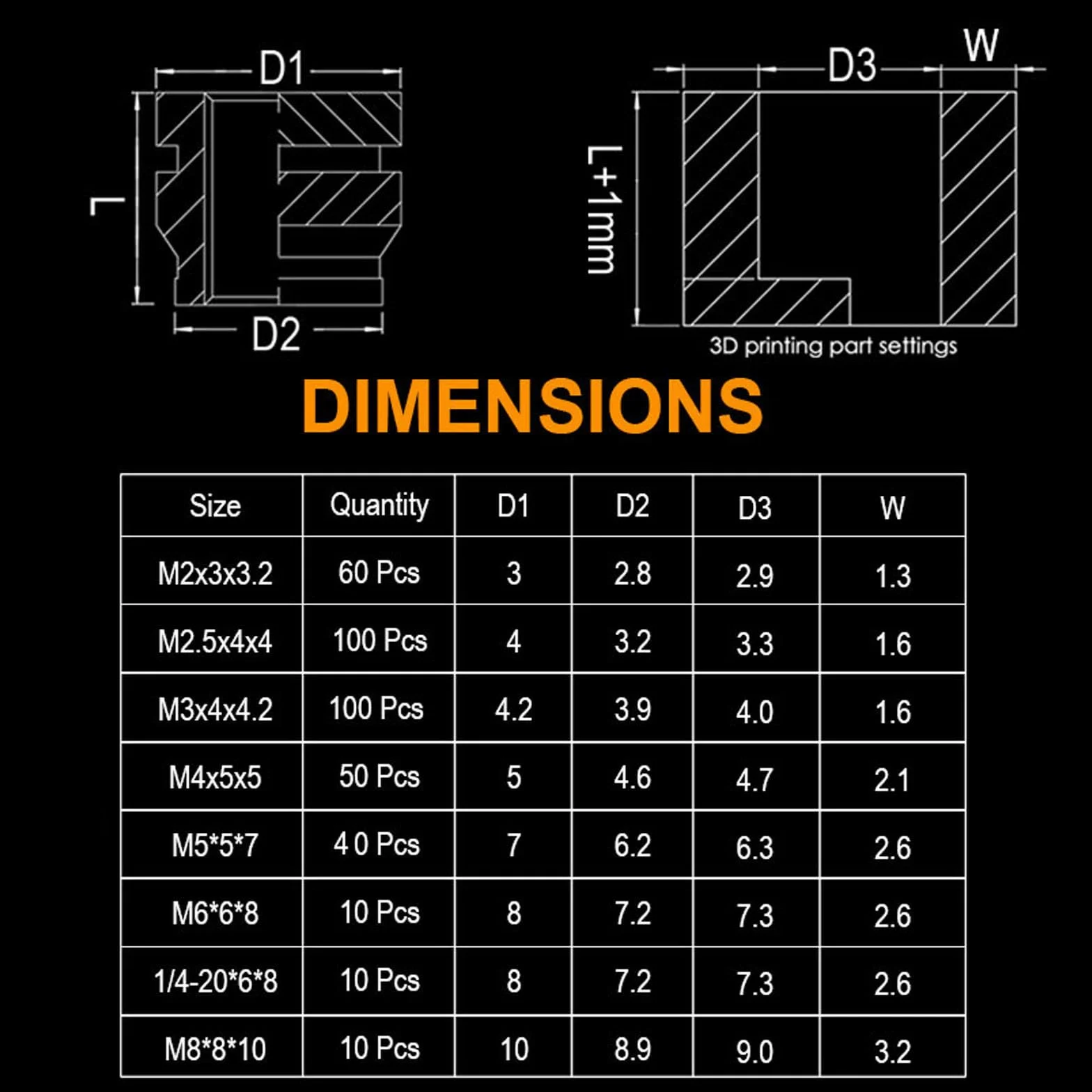 Juego de herramientas de inserción de calor, tuercas de latón, impresión 3D, soldador digital de 60 W y kit de 380 piezas de insertos roscados con puntas de inserción M2 M2.5 M3 M4 M5 M6 (1/4) M8 para