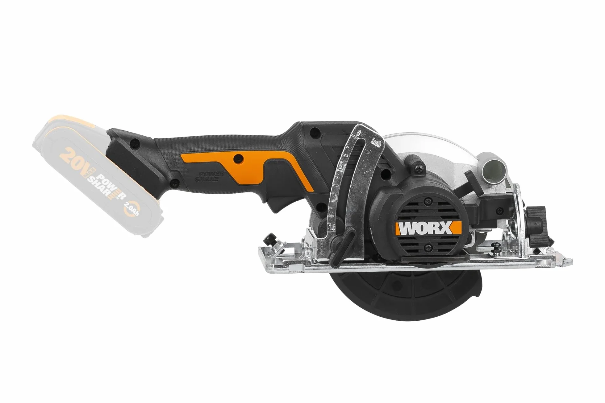 WORX WX531.9 Sierra circular brushless 20V, WORXsaw XL, disco 120mm, cuerpo delgado, ajuste rápido de profundidad, cortes precisos en madera, sin batería ni cargador, PowerShare