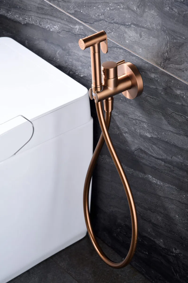MICE - Ducha higiénica empotrada y monomando Grifo bidet empotrado SERIE MUNICH - Oro Rosa Cepillado - RDM001/ORC