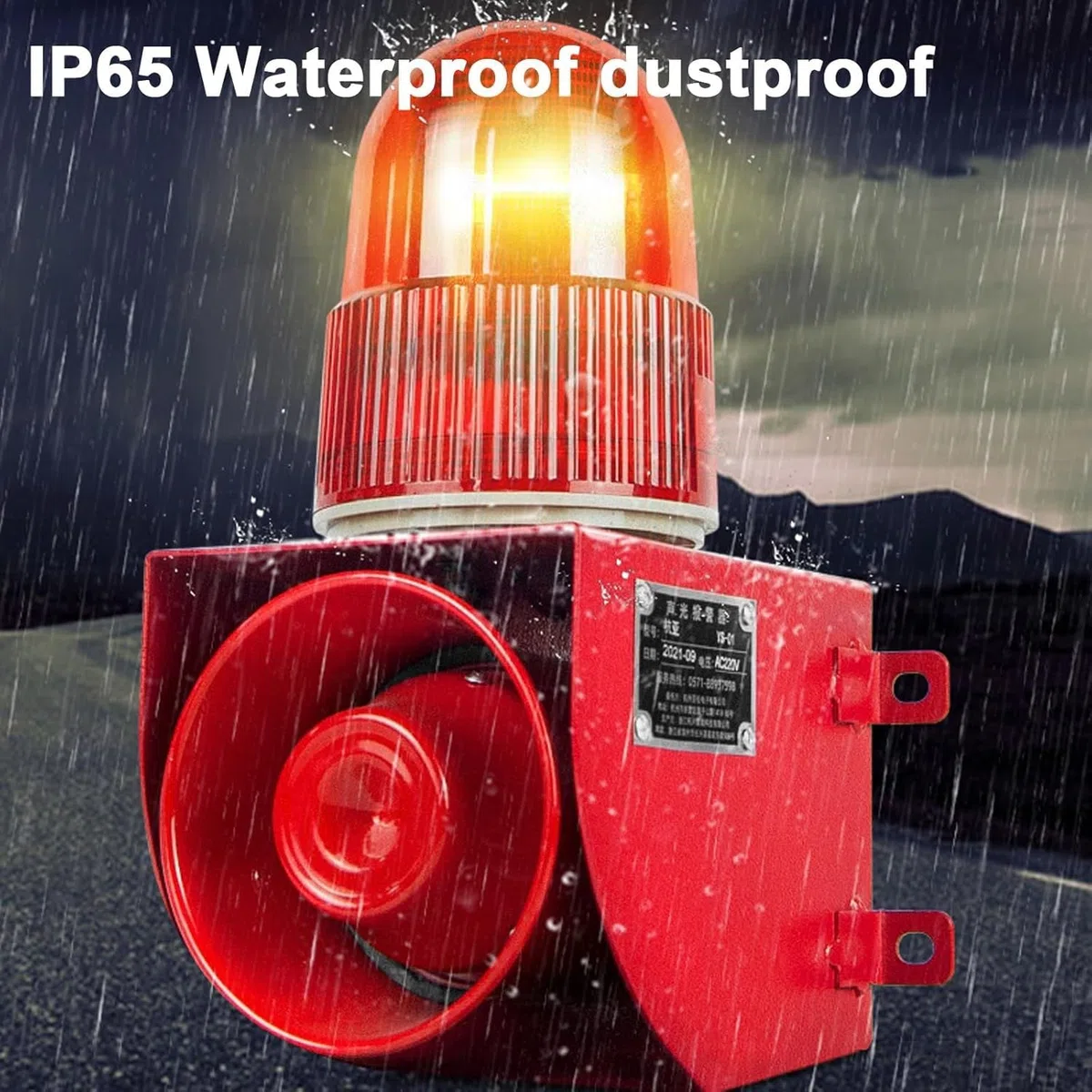 Alarma de emergencia inalámbrica industrial con sirena de 120 dB y luz estroboscópica, IP65 impermeable, control remoto para alertas de seguridad