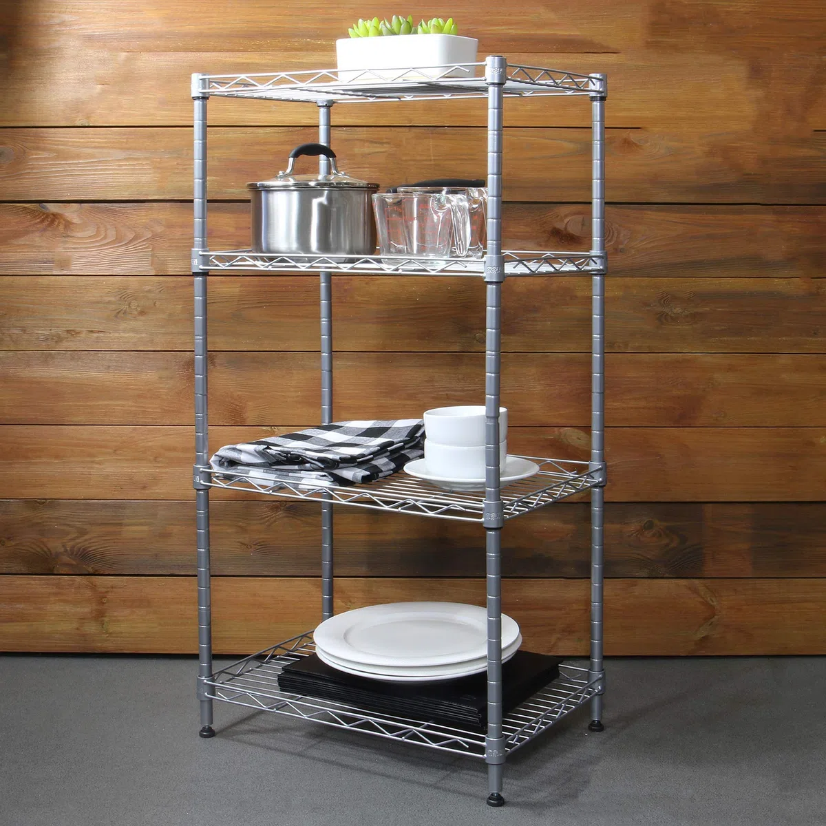 Estantería de 4 niveles | Rack de cocina, baño y garaje | Organizador de estante de pie | Estantes de almacenamiento de metal | Bastidor de organización | M&W