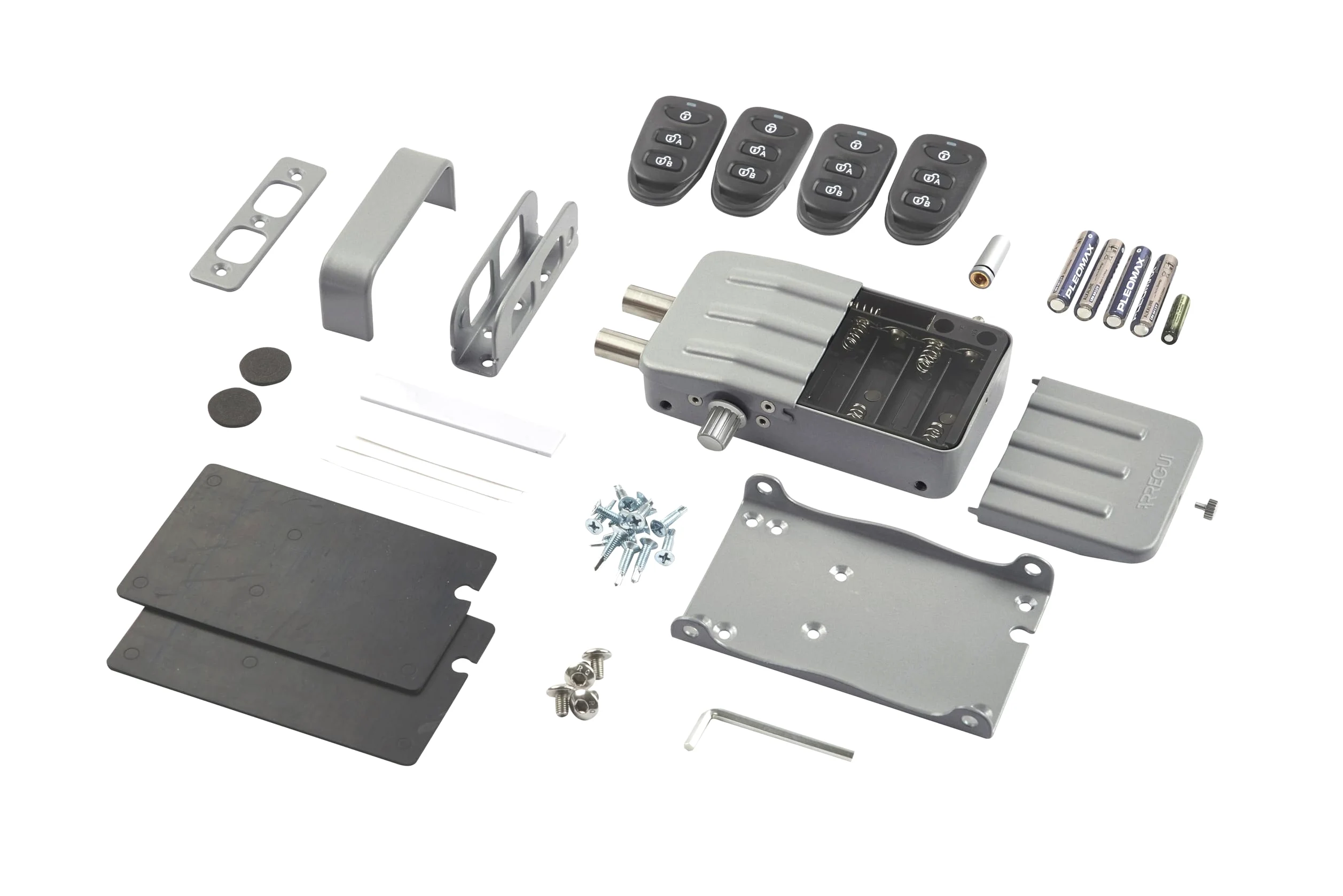 ARREGUI CI10P Cerradura de Seguridad Invisible para Puerta con 4 mandos a distancia | Antirrobo | Anti Okupas | Cerradura Electrónica para Puerta | Cerradura Inalámbrica | Cerrojo Interior | plata