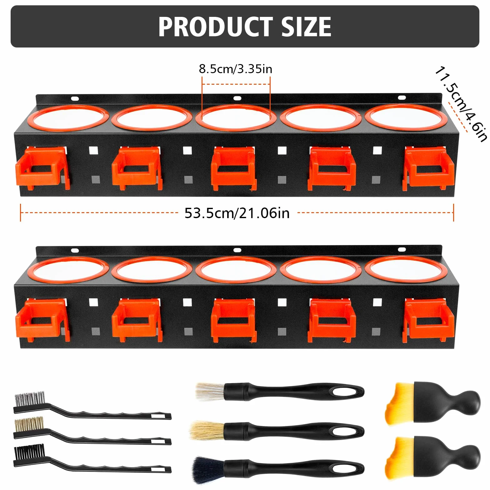 Soporte para latas para botellas de spray, 2 unidades, soporte para botellas de aerosol con gancho para colgar, 8 cepillos de limpieza para coche, soporte para latas de aerosol con 5 soportes para