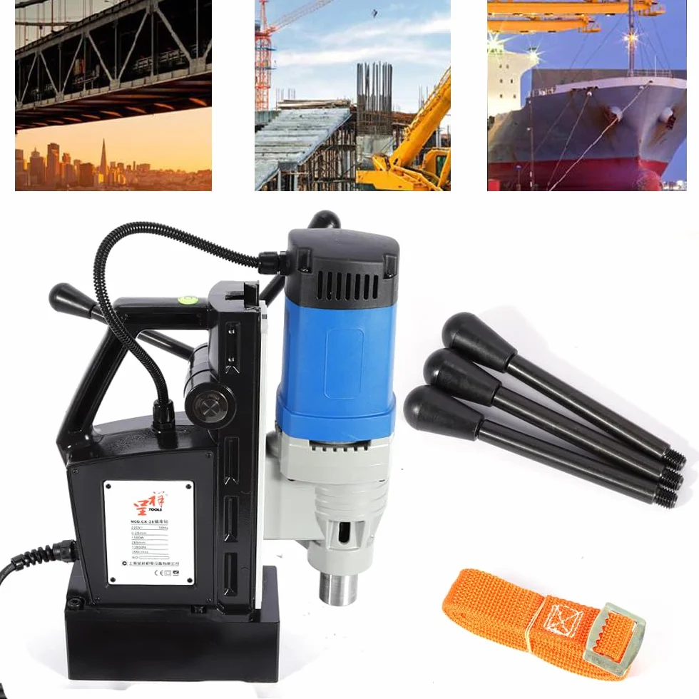 Taladro magnético 1680 W | Núcleo Fresadora Columna Electro-Aimante 3-28 mm | 300 RPM Velocidad del husillo (velocidad en vacío) Taladro de núcleo magnético