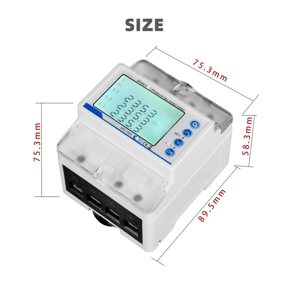 RMDZW-3PN 100A 220V Pantalla LCD Digital Inteligente medidor eléctrico disyuntor trifásico de Cuatro Cables medidor de energía eléctrica multifunción