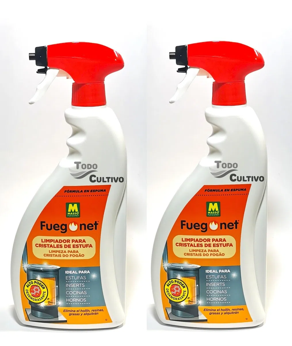 Limpia cristales estufas chimeneas hornos en pulverizador 2 Litros (2x1L). Limpia cristales de estufas y chimeneas de rapido efecto.