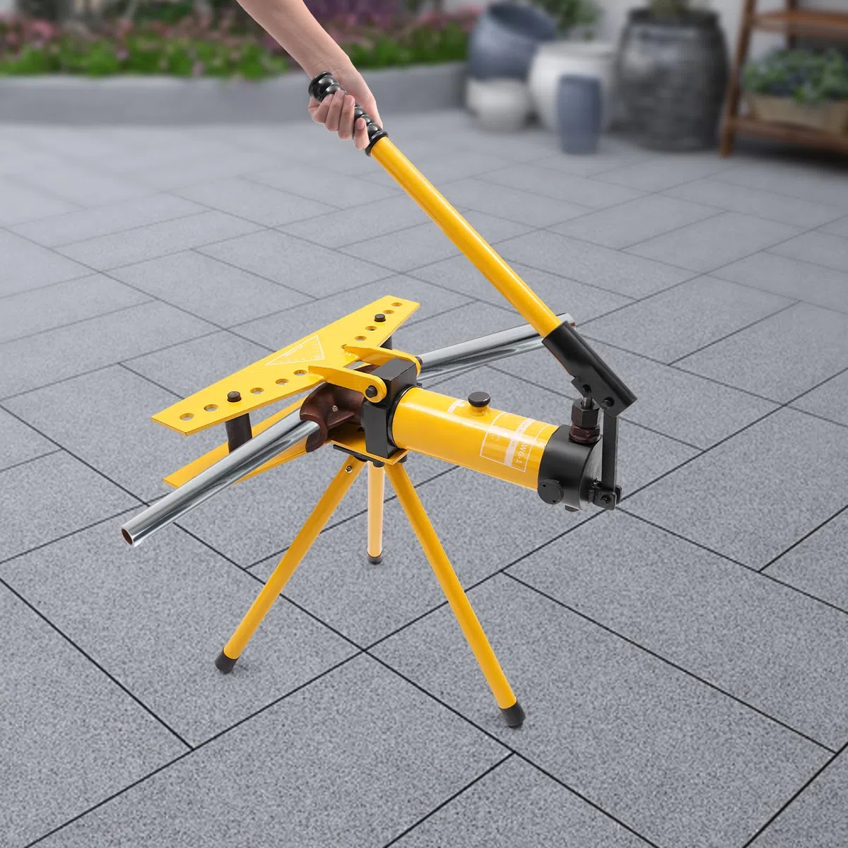 Dobladora de tubos hidráulica manual, kit de doblado manual de tubos, 10T fuerza de flexión, incluye 6 moldes y accesorios para construcción, química, fontanería