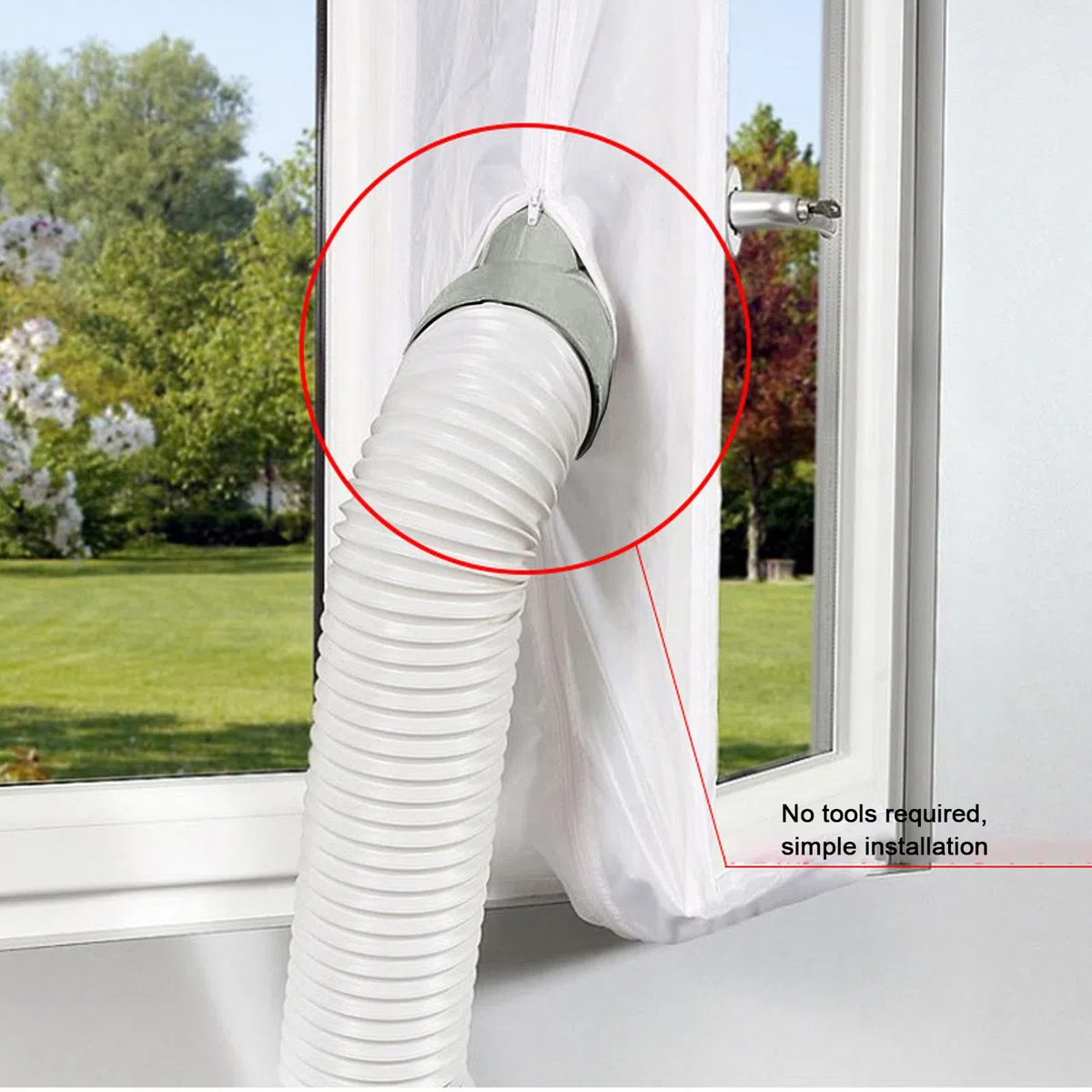 Kit de Ventana de Aire Acondicionado Portátil Actualización Deflector Retráctil Conducto de Escape de Empuje para Tubo de 150mm