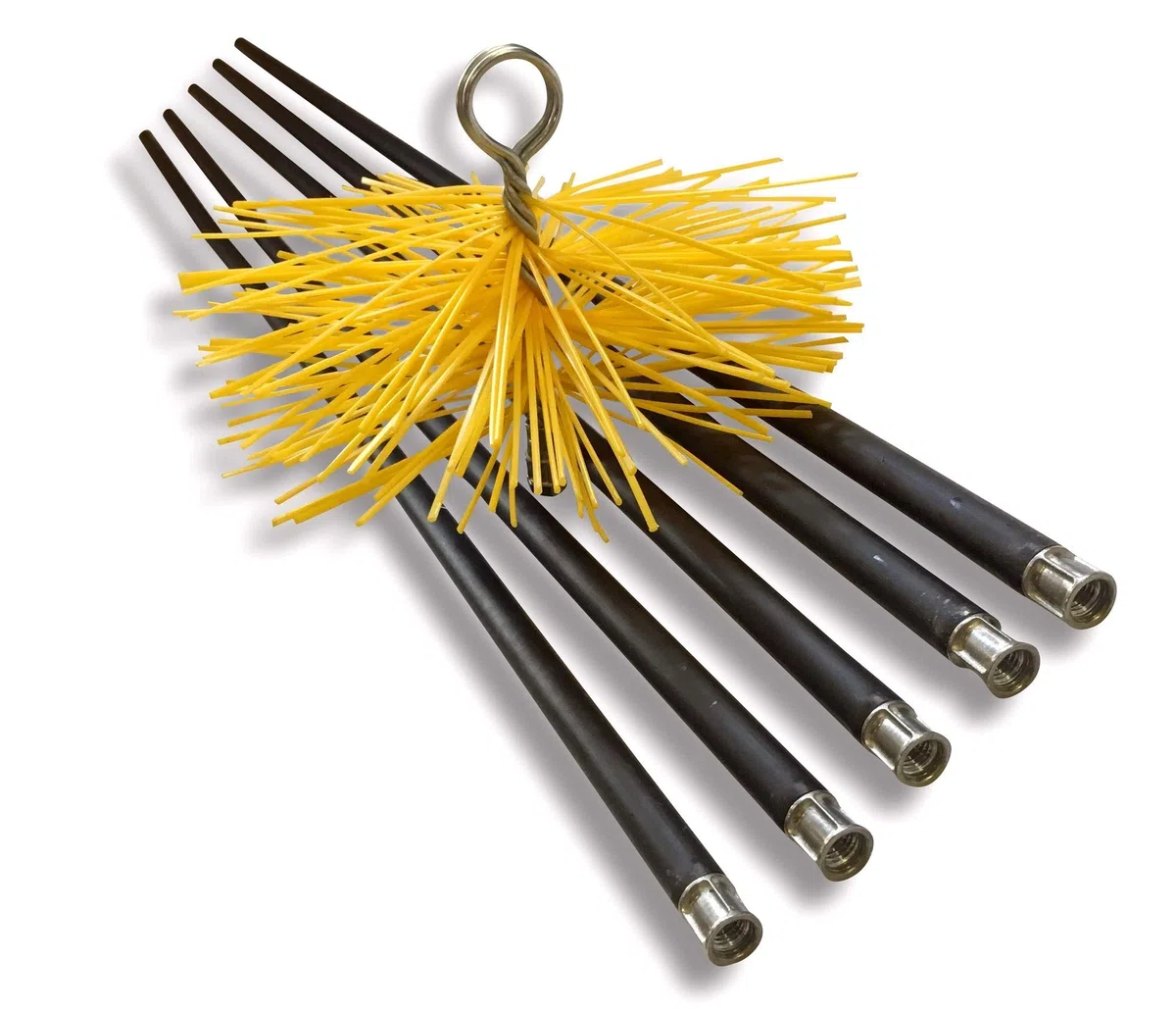 Kit de Limpieza para conductos revestidos | Cepillo sintético | 7 Metros con 5 Varillas de 1,40 m | Diámetro 200 mm | Chimeneas | Kibros 4KIT3SRb