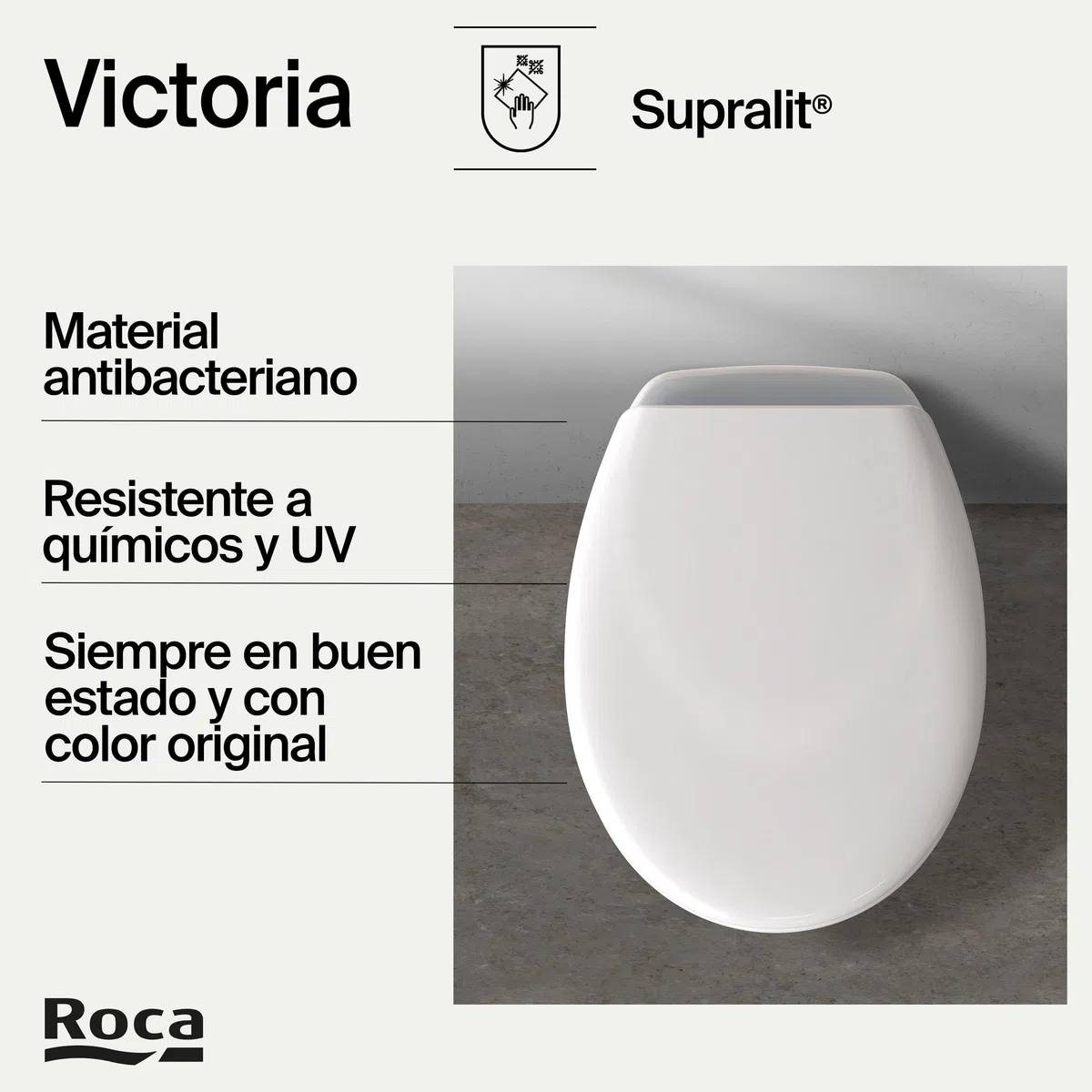 Roca Victoria - Tapa y asiento de Supralit para inodoro con caída amortiguada, tapadera de WC original con ajuste perfecto, recambio de tapa de váter resistente, blanco, A801B6200B