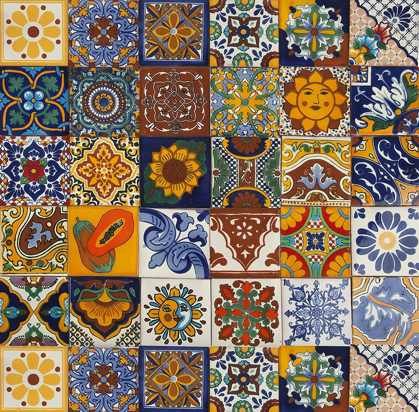 Conrado Cerames Azulejos de cerámica Mexicana 10,5x10,5 cm 30 azulejos decorativos de pared para baño cocina ducha