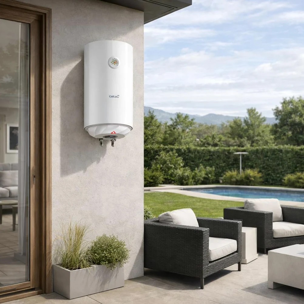 Cata Termo Eléctrico CTR-30-M Forma Redonda 30L Instalación Vertical Display Mecánico Modo ECO Superaislamiento Potencia 1500W Color Blanco