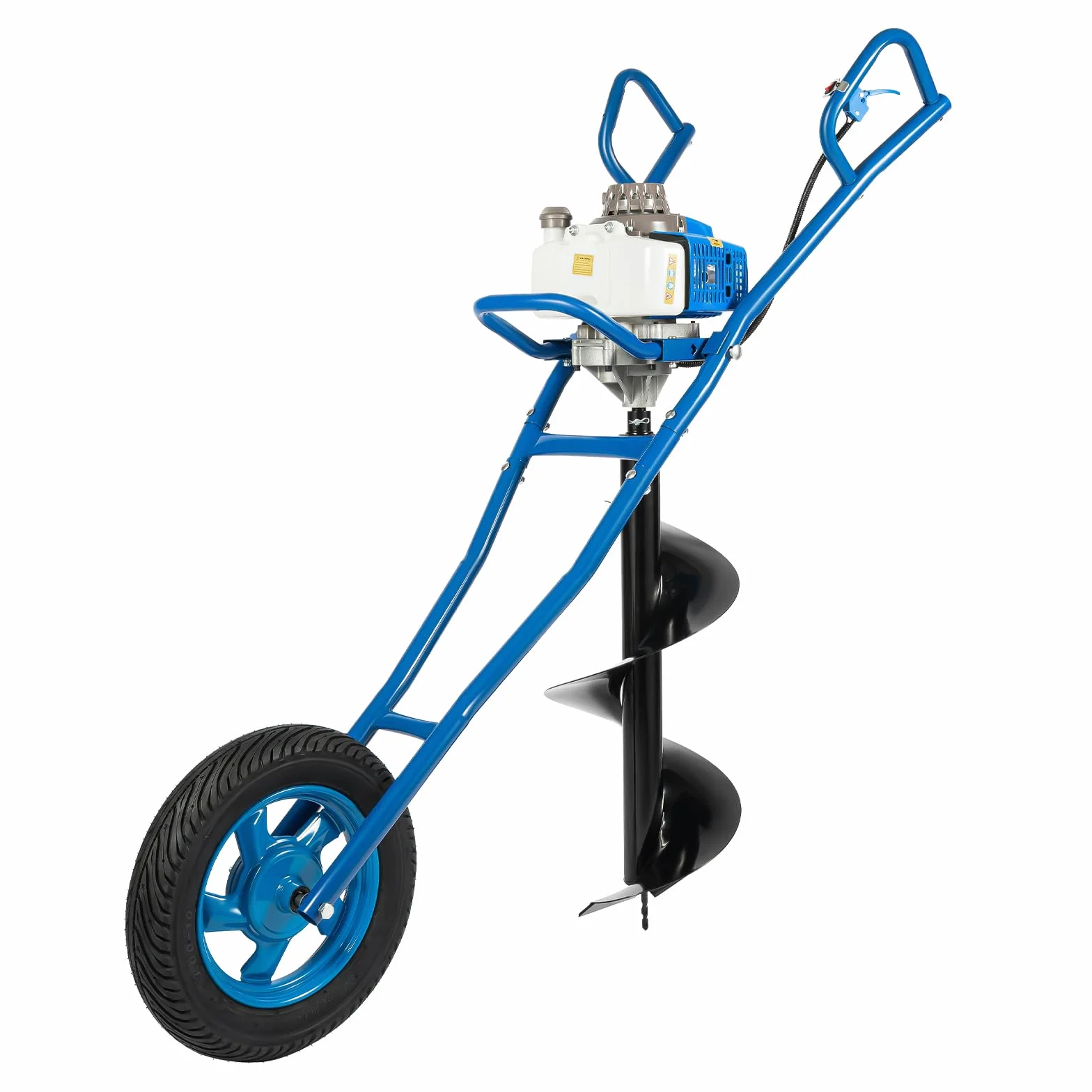 Broca de tierra de 2 tiempos, 63 cc, gasolina, con ruedas, 2200 W, 8800 ± 300 rpm, para jardín, gasolina, 1,3 L, capacidad del depósito de combustible, excavadora, poste de valla con broca de 300 mm