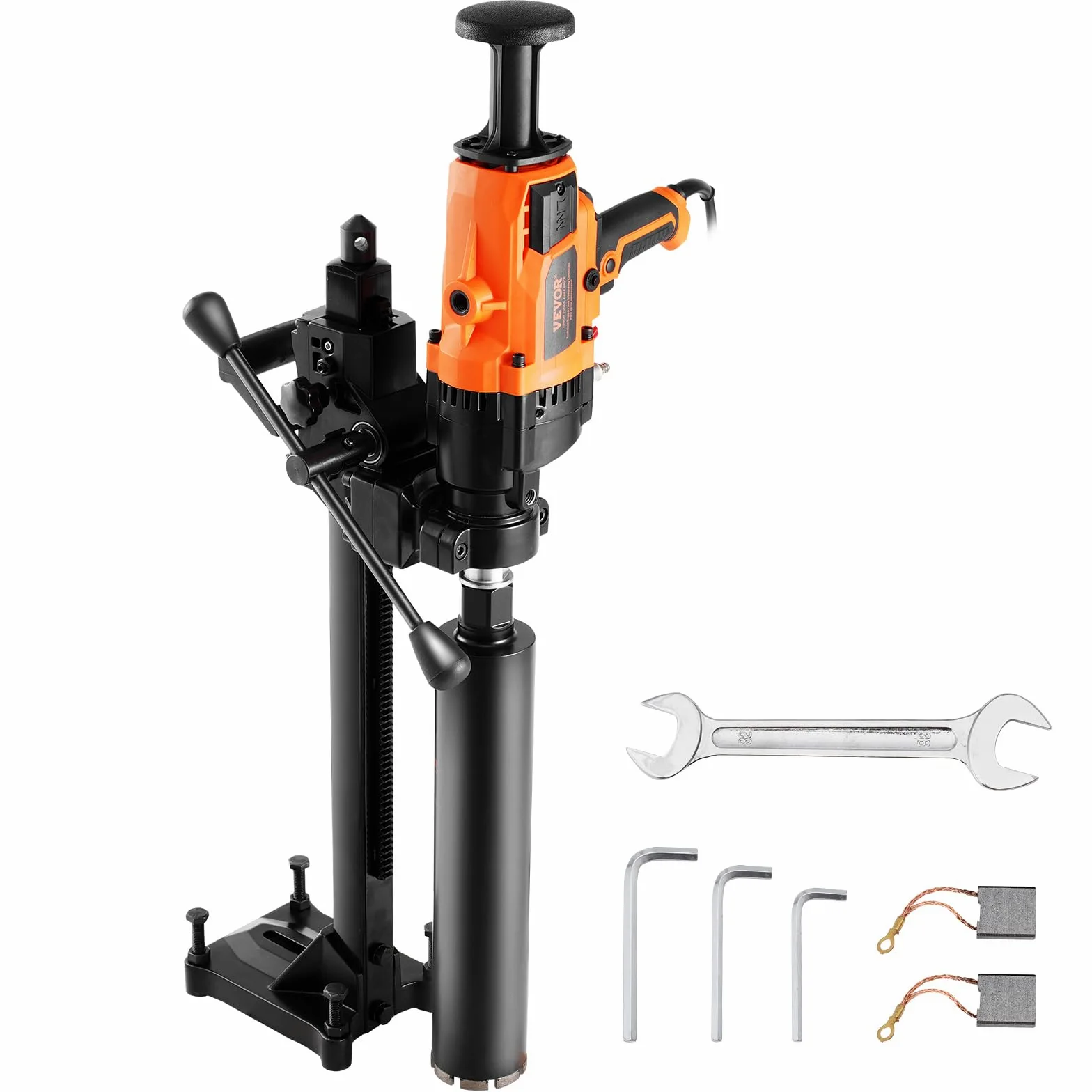 VEVOR Taladro de núcleo Portátil de 20-180 mm de Diámetro de Perforación con Soporte y Broca de Núcleo, Taladro de Núcleo de Hormigón de 2600 W, Uso Húmedo y Seco para Hormigón, Ladrillo, Mármol