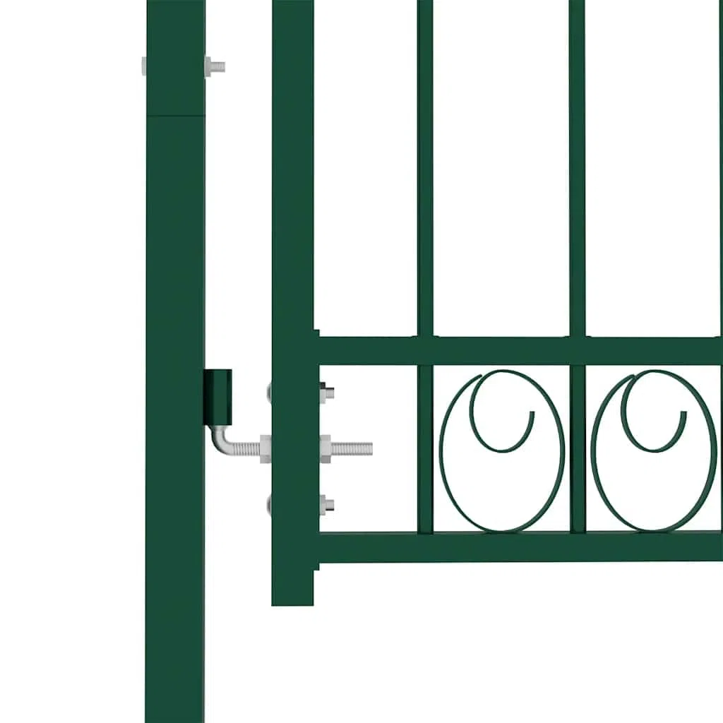 vidaXL Puerta de Valla EMMEN con Arco Superior Cancela Valla Verja Patio Entrada Exterior Cerca Cerradura Robusta Estable Duradera Acero Verde 100x86 cm