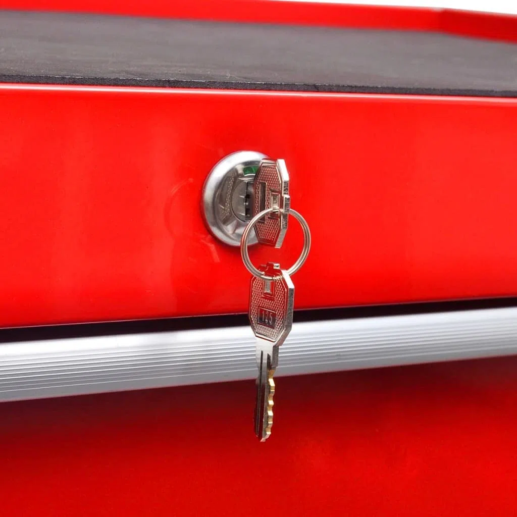 vidaXL Carrito de Herramientas con 5 Cajones Acero Rojo Caja Bricolaje Ruedas