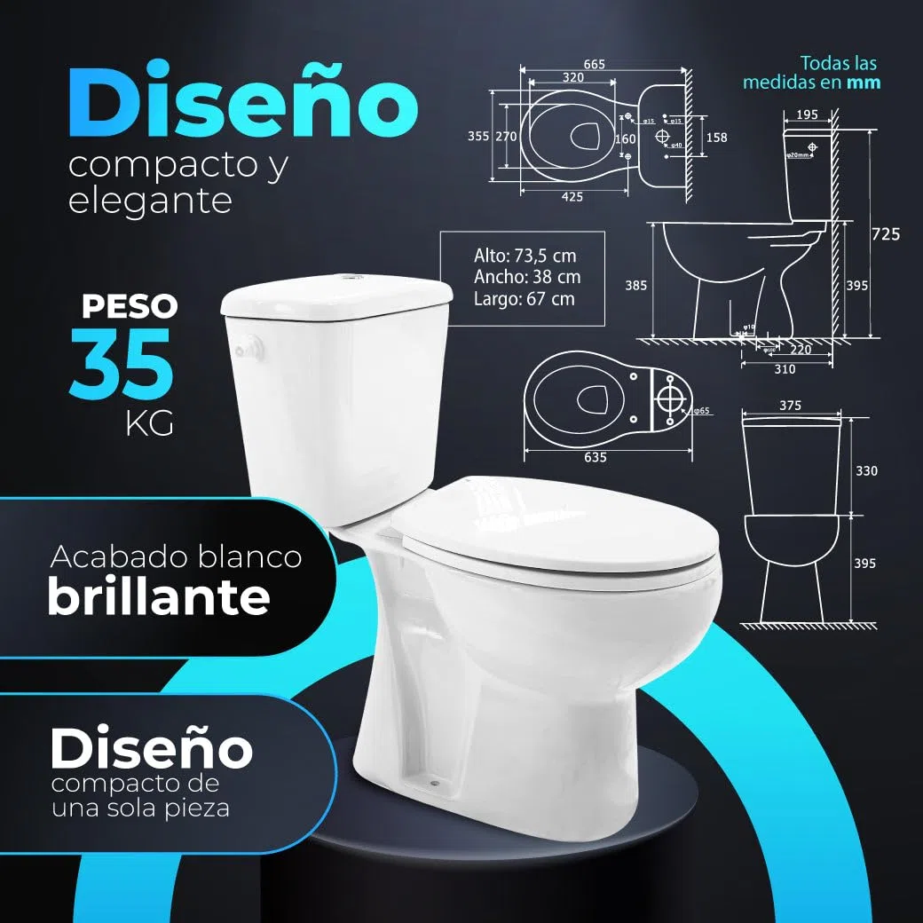 GADIR Inodoro Completo Salida Suelo Blanco