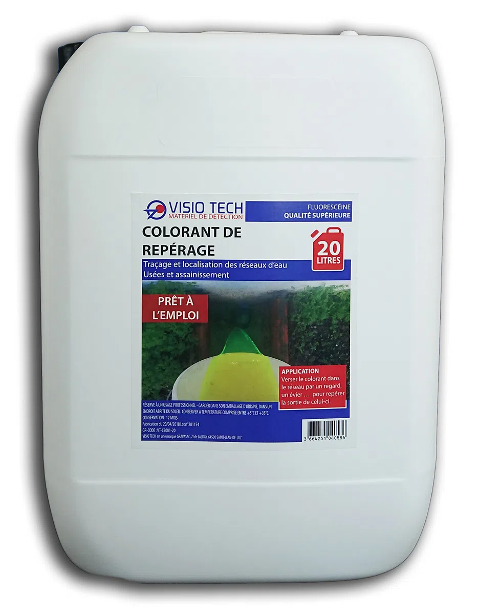 Fluoresceina listo para usar, 20 L, para la detección de fugas y la búsqueda de desagüe.