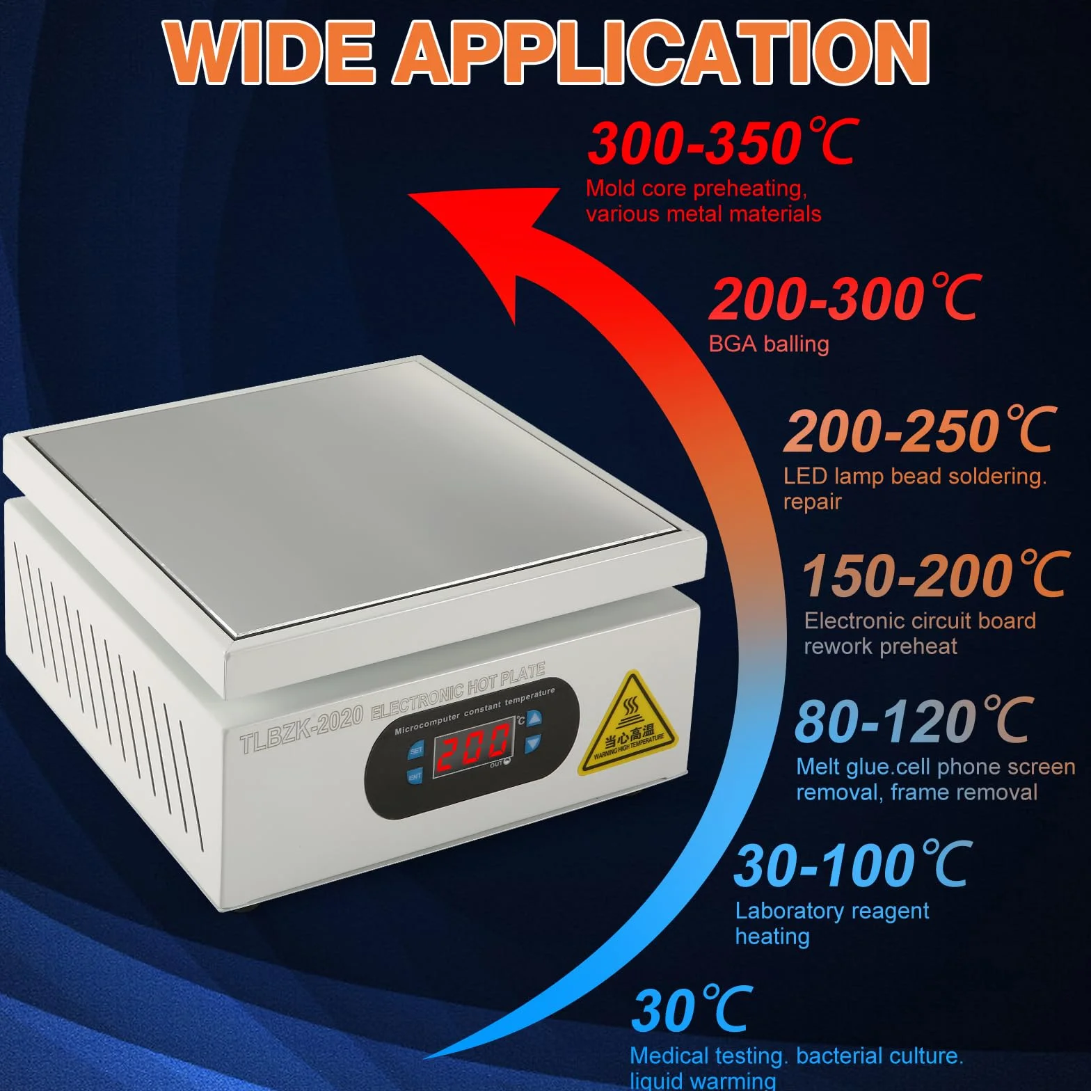 700W 220V Estación de Soldadura Placa Calefactora, LED Microordenador Precalentador Eléctrico para Laboratorio (200X200mm)