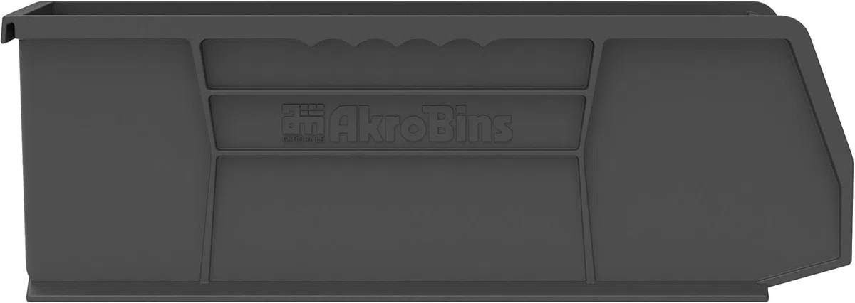 Akro-Mils 30234 AkroBins Plastic Storage Bins, Space-Saving Stackable Bins for Garage, Pantry, Craft Organization, 37,5 cm x 14 cm x 12,7 cm, Black, 12-Pack
