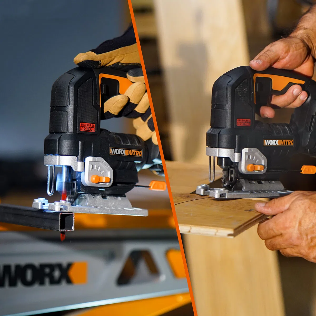 WORX Sierra de calar 20V | Power Share | WX542.9 Potente motor sin escobillas | 3 posiciones, penduleo y tubo de aspiración | sin batería ni cargador | Caja de cartón