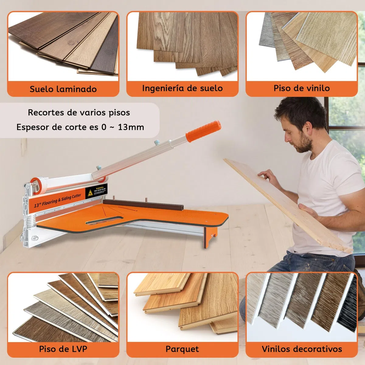 Zozen guillotina suelo Corte laminado, corte laminado de 330 mm con ruedas - ángulo de y paso, herramientas piso - a base vinilo, madera técnica, LVP/T, VCT, SPC, WPC