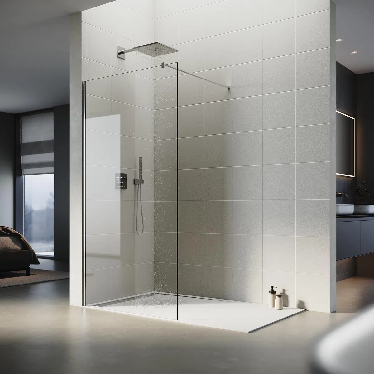 SONNI Mampara Ducha Fija Antical 70x200cm Mamparas de Ducha Frontal Cristal Templado 8mm,con Barra Estabilizadora y Perfil Aluminio