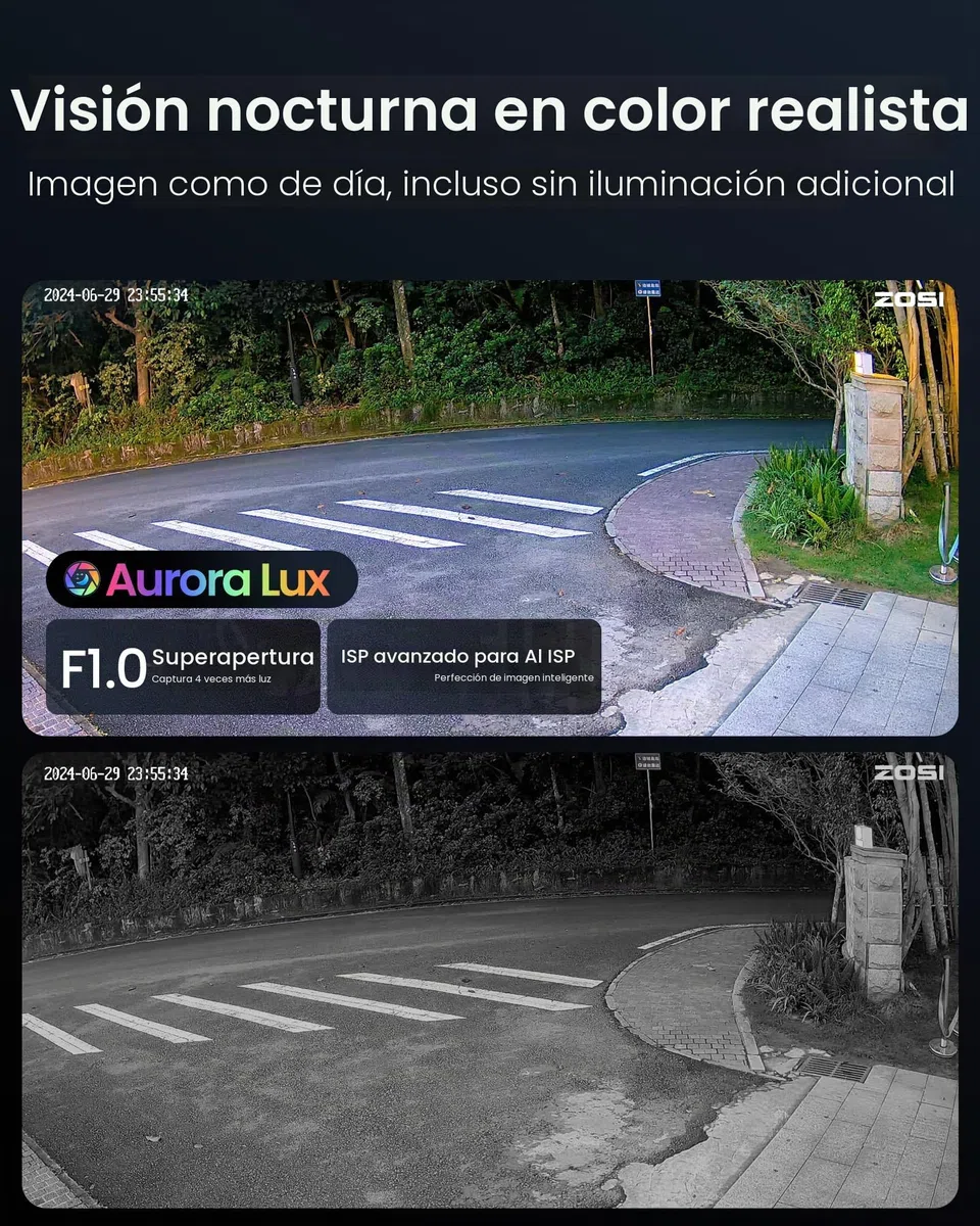 ZOSI Kit Cámaras de Vigilancia WiFi 4pcs 5MP Cámara Seguridad Exterior/Interior con 4K 8CH CCTV Grabador NVR y 1TB Disco Duro, Visión Nocturna Color, Detección de Persona y Vehículo, Grabación 24/7