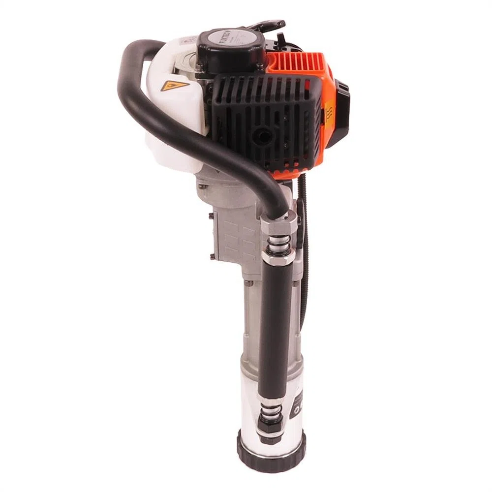 Martillo Demoledor de gasolina 32,7 cc FUXTEC FX-PR165 Motor de 2 tiempos con dos adaptadores de 20-45 mm y 46-80 mm para postes de madera, metal y aglomerado