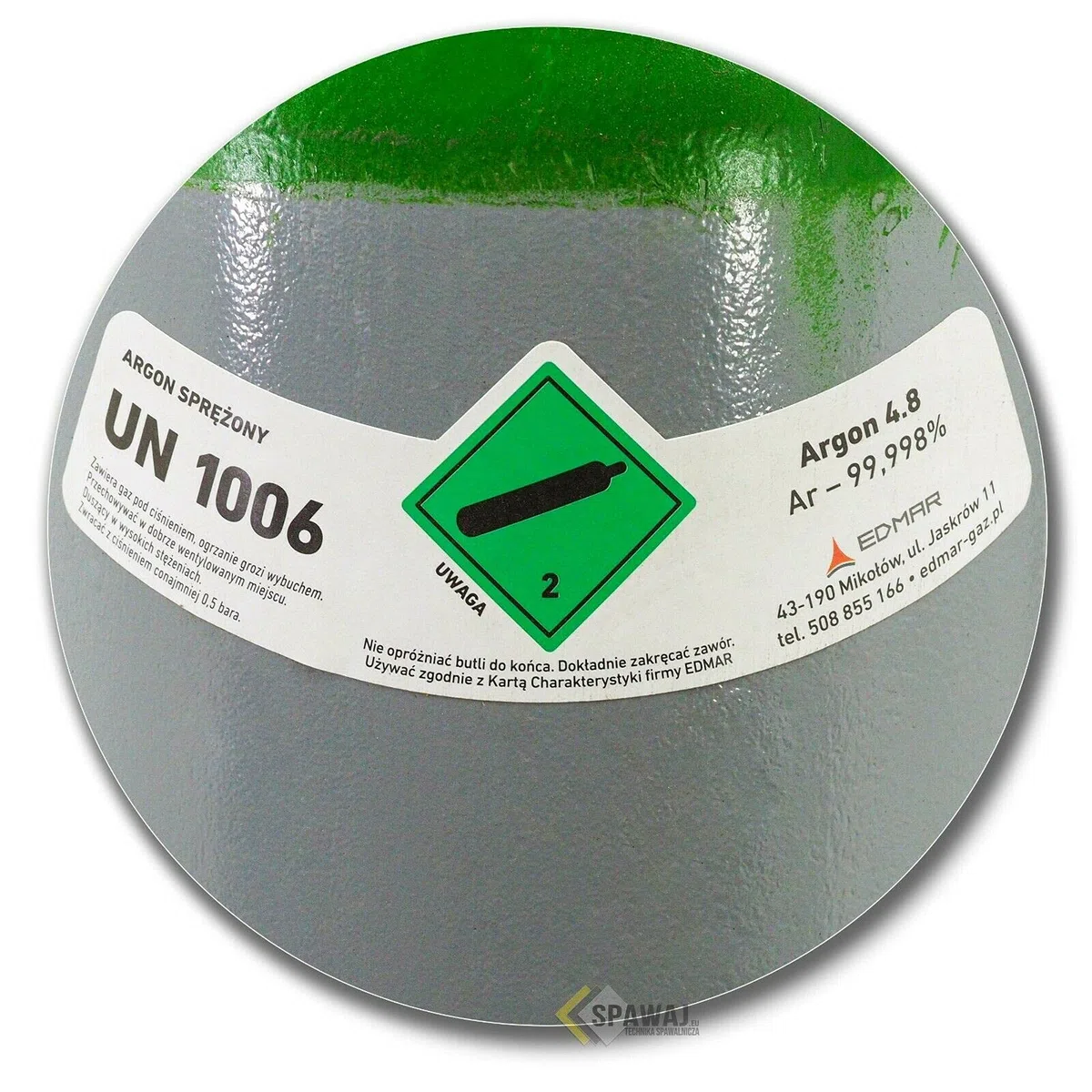 Cilindro de gas con reductor, gas de soldadura puro 4,8 argón (100 %), 10 litros TIG/WIG MIG