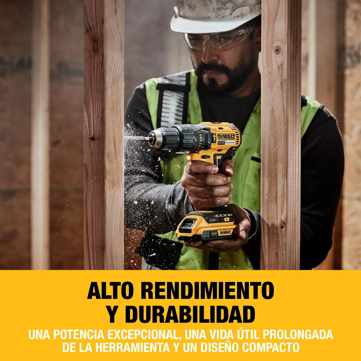 DEWALT XR 18V Brushless Taladro Atornillador Percutor Compacto a Batería, con 2 Baterías XR Li-Ion 2Ah, Cargador, Maletín, Alto Par, Luz LED, Rendimiento Versátil - DCD778D2T-QW
