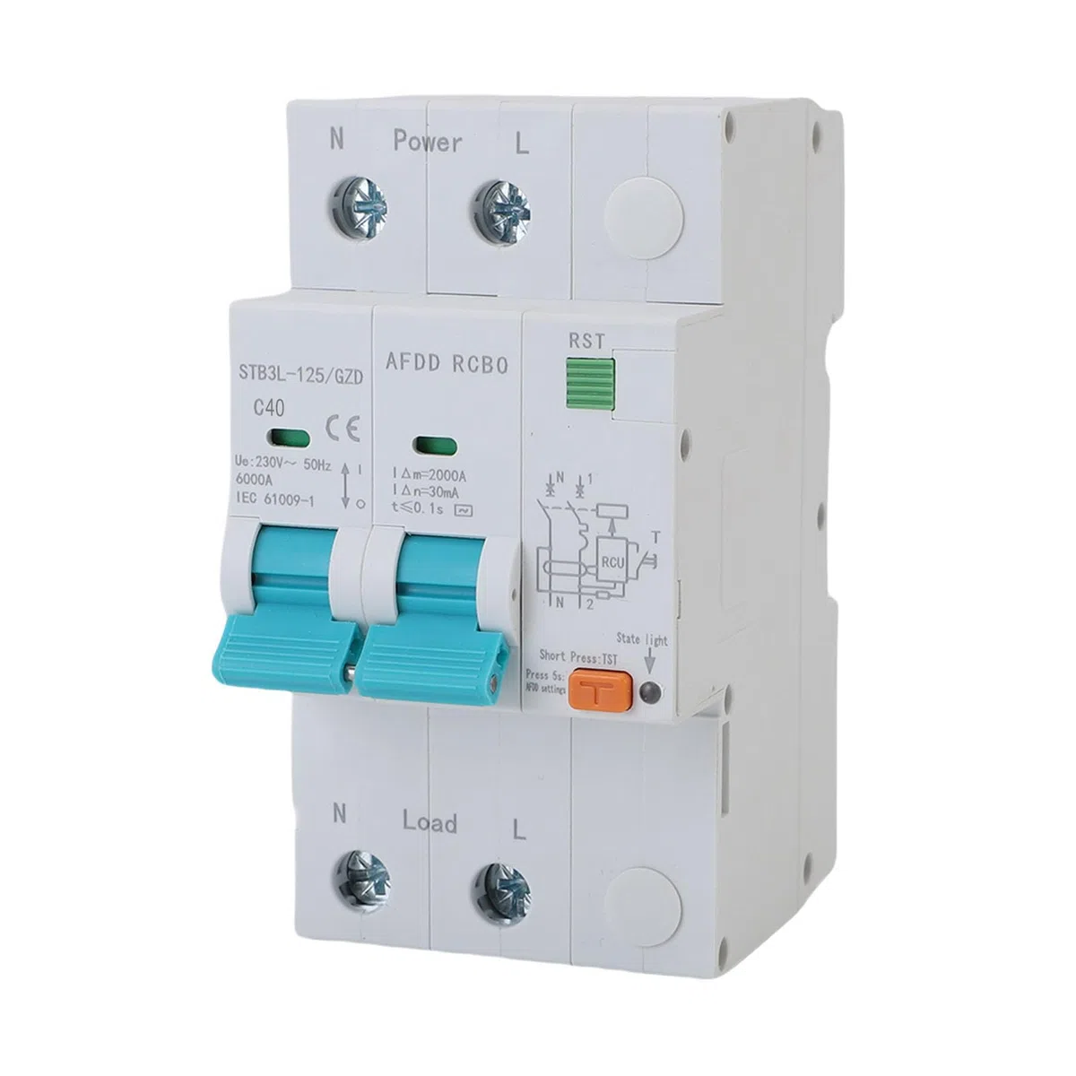 FTVOGUE Dispositivo Protector de Fallas de AFDD, Disyuntor STB3L 125 2P RCBO RCCB con Detección de Fallas de para Protección de Fugas por Cortocircuitos y Sobrecargas en Edificios (40A)