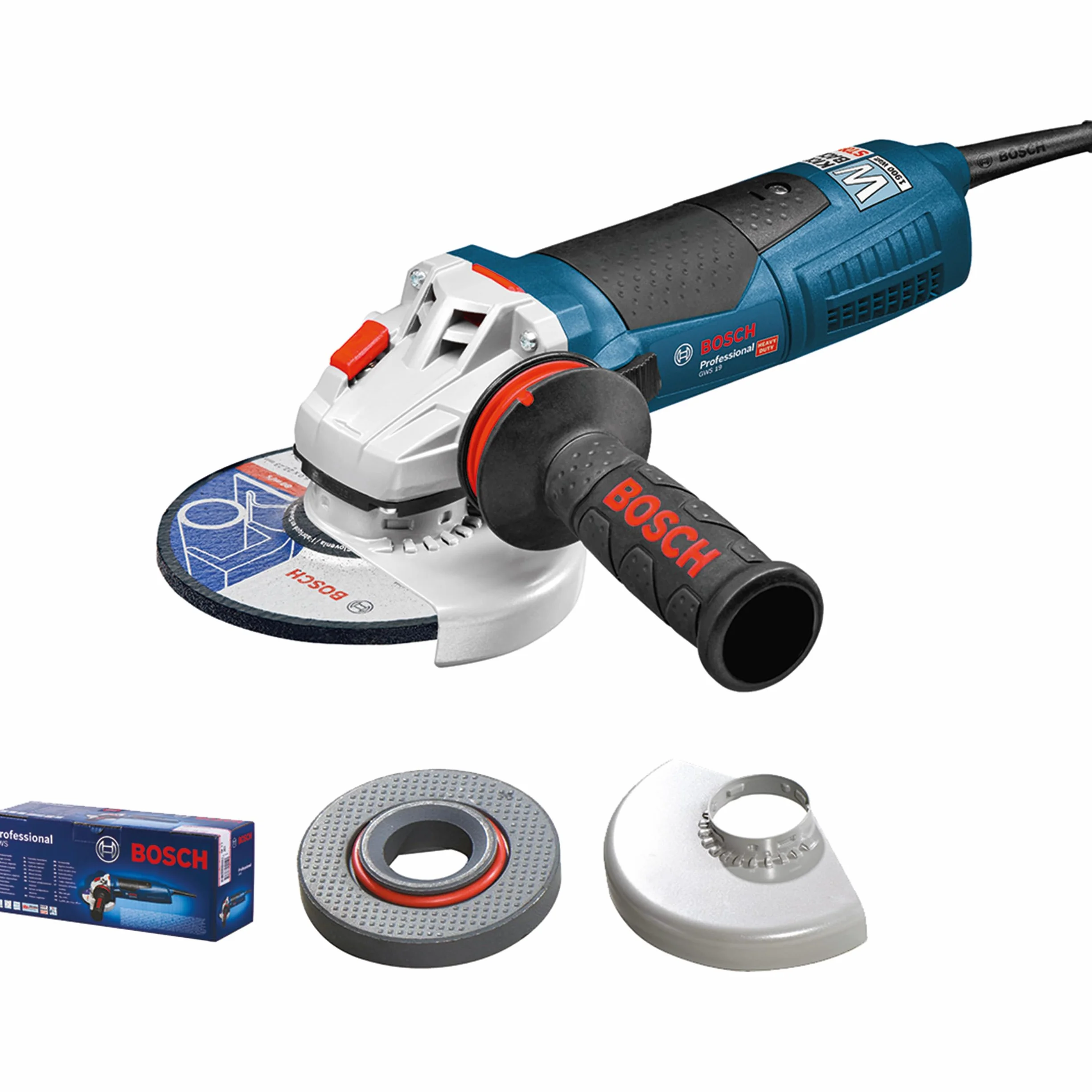 Bosch Professional amoladora angular GWS 19-125 CIE (incl. brida, cubierta protectora, tuerca de apriete, empuñadura auxiliar, llave de dos agujeros)