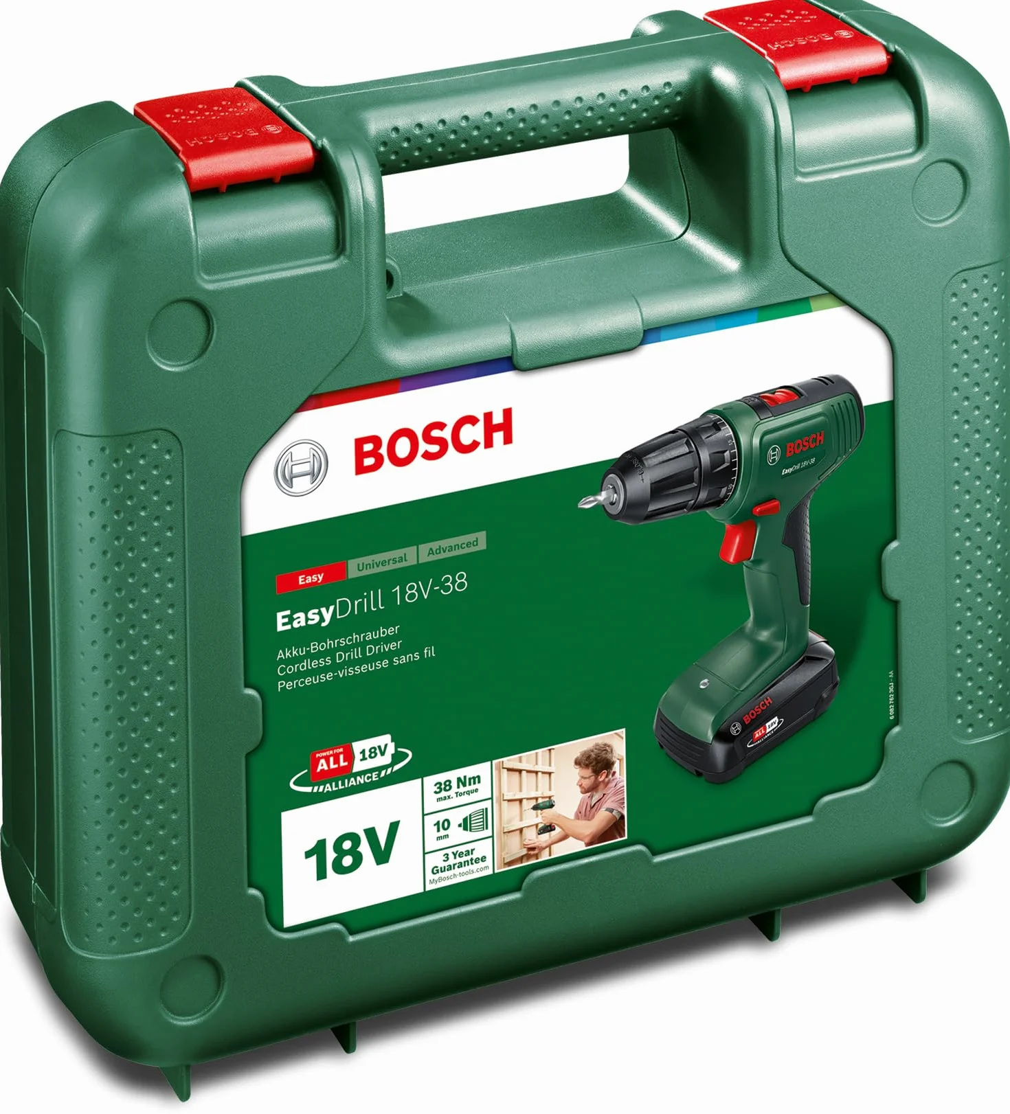 Bosch atornillador a batería EasyDrill 18V-38 (1 batería de 2,5 Ah; sistema de 18 V; en maletín de transporte)