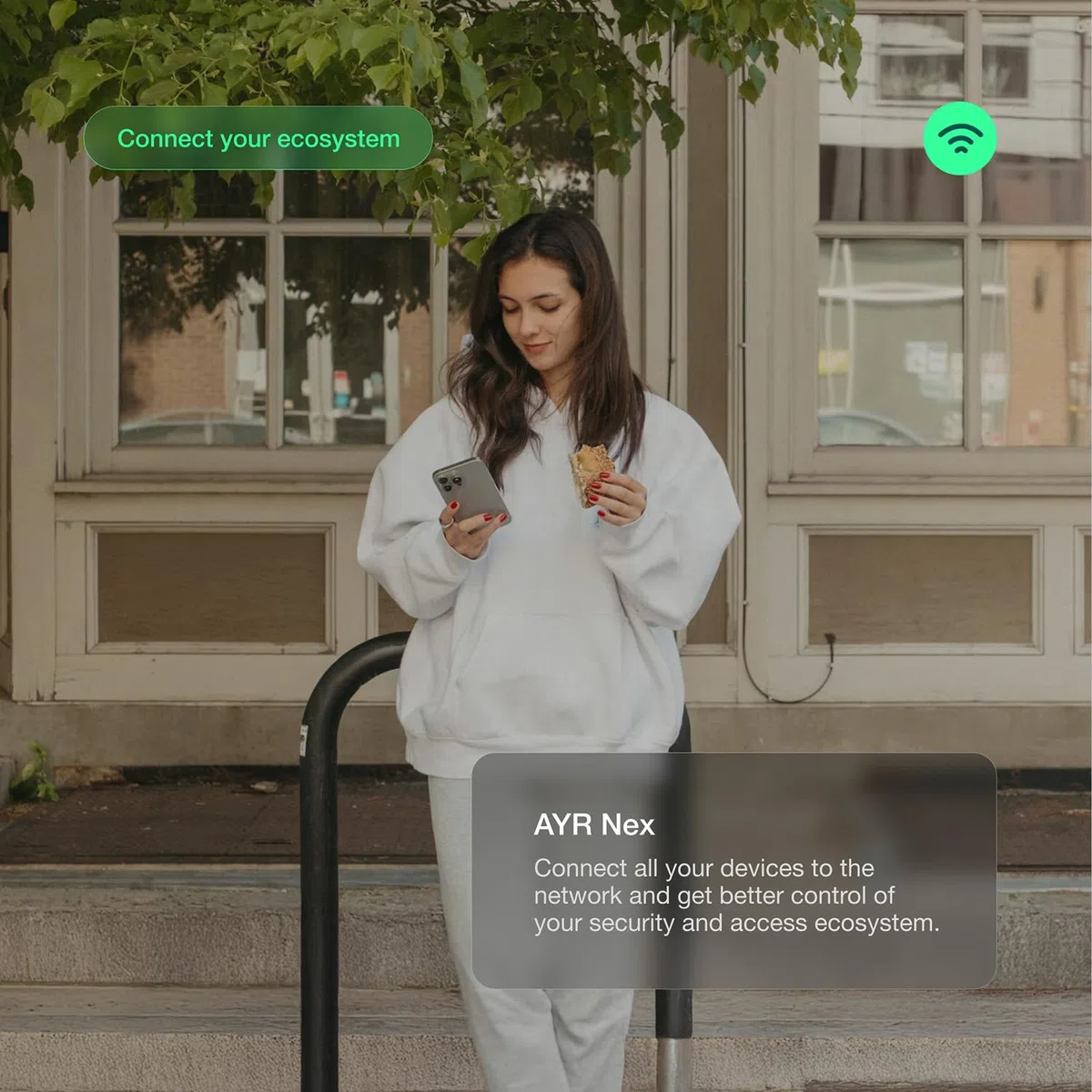 AYR Nex - Pasarela Wi-Fi Inteligente para Cerraduras AYR Pass y AYR Lock Pro, Control Remoto Desde el Móvil, Notificaciones en Tiempo Real y Conexión con Alexa y Google Home [Blanco Mate]