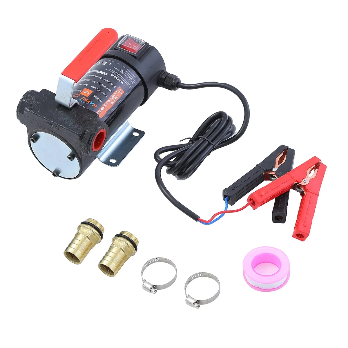 KATSU Bomba de Transferencia Diésel, 175 Vatios, 12V DC, Autocebante, Portátil, Fueloil para Tractores Camiones Maquinaria de Construcción 482111