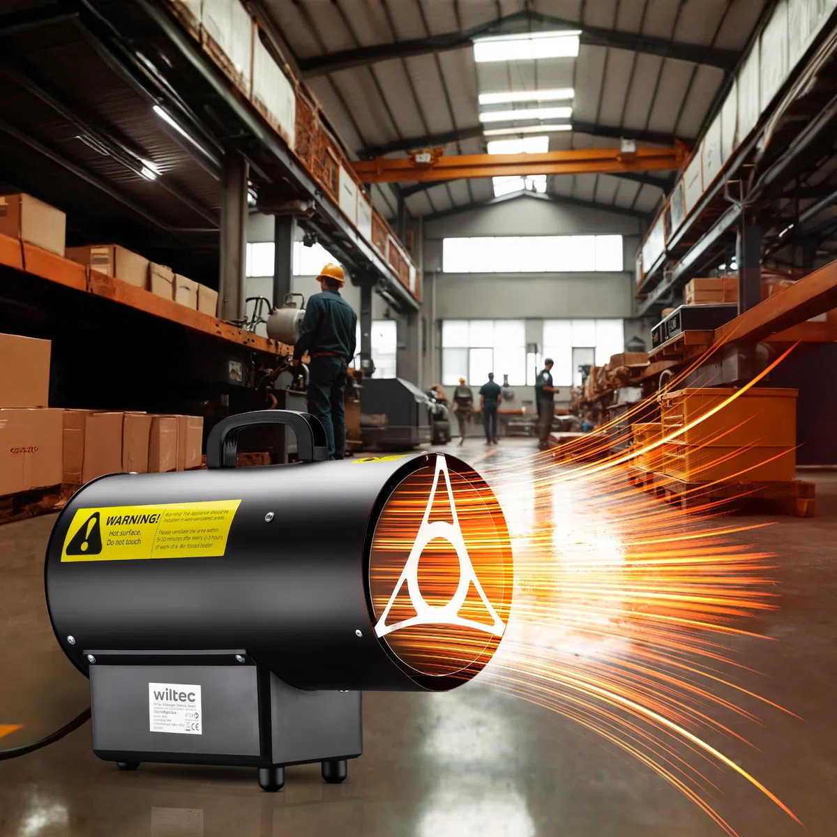 Wiltec Cañón de aire caliente a gas de acero inoxidable 15kW calentador de gas generador de aire caliente