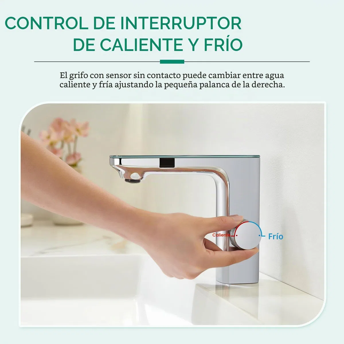 CREA Grifo Baño con Sensor Automático, Grifo Lavabo con Automático Infrarrojo, Grifo Mezclador Sensor, Moderno Grifo Baño Lavabo Automático, Grifo Monomando Inteligente, Cromo
