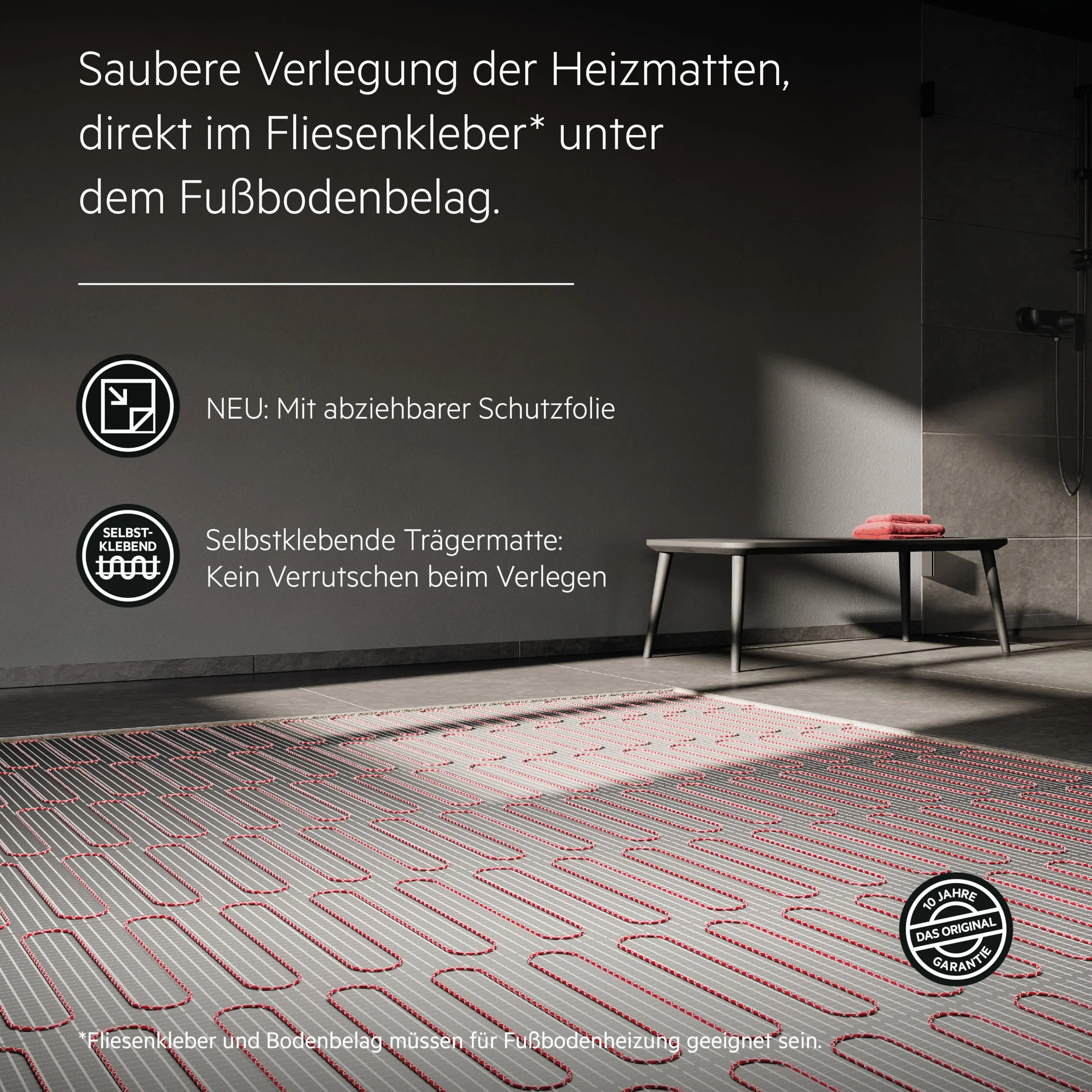 AEG Suelo radiante eléctrico, juego completo de 3 m², 200 W/m², suelo térmico Turbo TBS TC 200/3 Set Plus, 205820